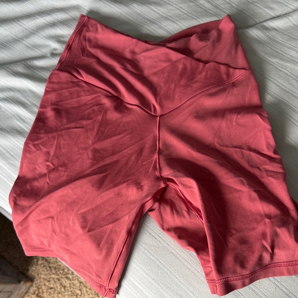 aerie Coral High-Waist Bike Shorts